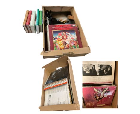 Collection of vinyl records, including U2, My Fair Lady, Buddy Holly etc, in three boxes  