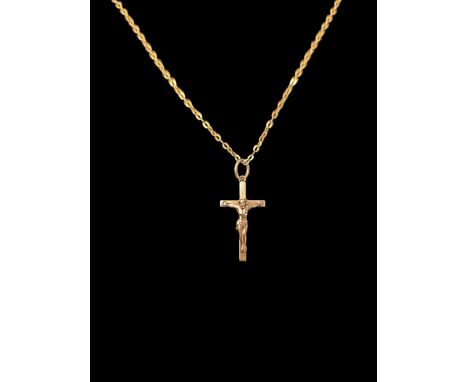 9ct gold crucifix pendant necklace, hallmarkedCondition Report:Approx 4.68 grams, pendant L3cm, chain 53cm