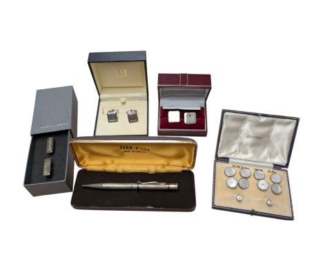 Two pairs of silver cufflinks, Yard-o-Led and costume jewellery, all boxed 