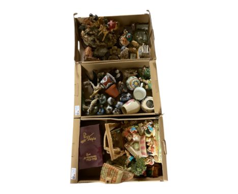 Collection of Pendelphin figures, togehter with ceramics and other resin figures, in three boxes  