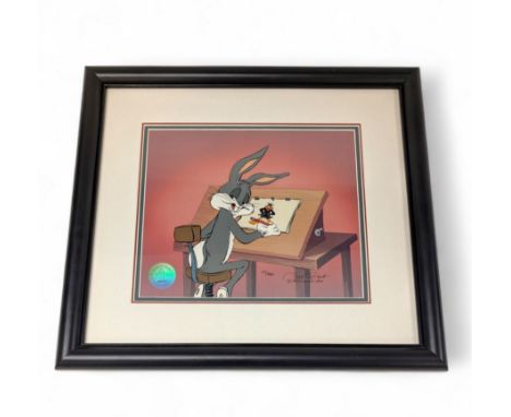 Limited edition 1993 Warner Bros animation art cel 'Ain't I A Stinker' signed by Chuck Jones, depicting Bugs Bunny drawing Da