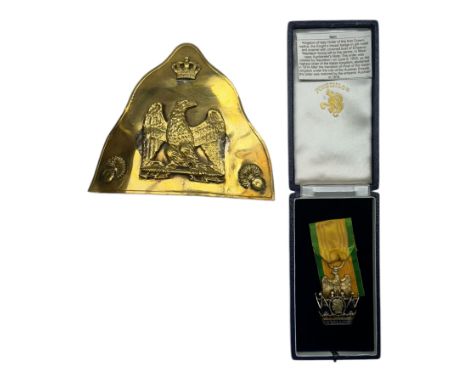 Kingdom of Italy Order of the Iron Crown replica, the Knight’s breast badge in gilt metal and enamel with crowned bust of Emp