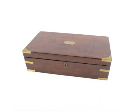 Victorian mahogany and brass mounted writing slope, the interior with velvet lined slope, pen tray, ink well compartments, H1