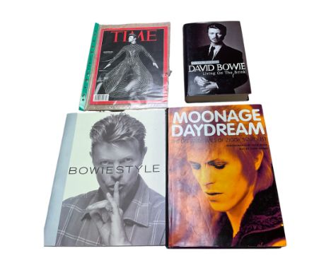 Collection of David Bowie memorabilia, including Time Magazine, Tote bags, CDs, books etc  