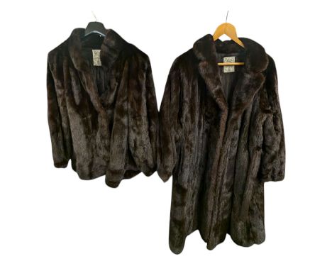 Two M.Fletcher Furriers dark brown rabbit fur coats, to include a long and a short example