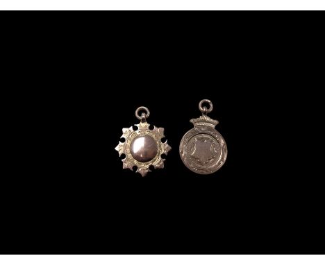 Two 9ct rose gold fob medallions, both with presentation engraving to reverse, both hallmarked Condition Report:Approx 10.5 g