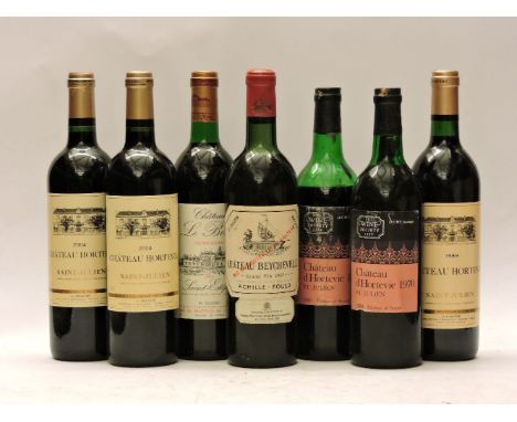 Assorted Red Bordeaux to include: Château le Boscq, Saint-Estèphe Cru Bourgeois Supérieur, 1989, one bottle; Château Hortevie