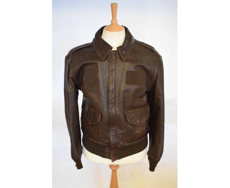 American USAF leather flight jacket, Saddlery, type A-2, size 42R, Cooper Sportswear Mfg Co Inc, NFN 8415-01-258-6403 with Ve