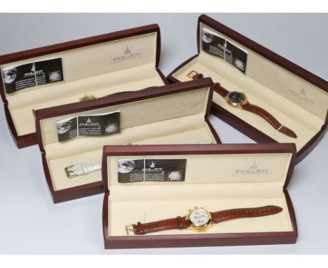 Four gentleman's assorted boxed modern Poljot International wrist watches including automatic chronograph and manual wind cal