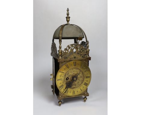 A Victorian brass lantern mantel clock, inscribed Joseph Knibb