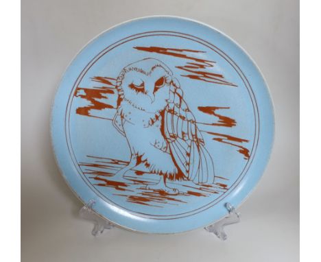 A Poole pottery Aegean 'owl' charger, 32cm