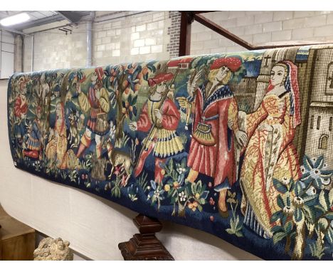 A Hines of Oxford style tapestry panel, 190 x 66cm