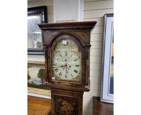 An 18th century chinoiserie lacquered longcase clock, height 219cm