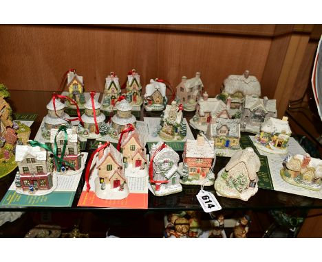 TWENTY TWO LILLIPUT LANE SCULPTURES, comprising fourteen Christmas annual ornaments 'Mistletoe Cottage' 1992 (no deeds), 'Plu