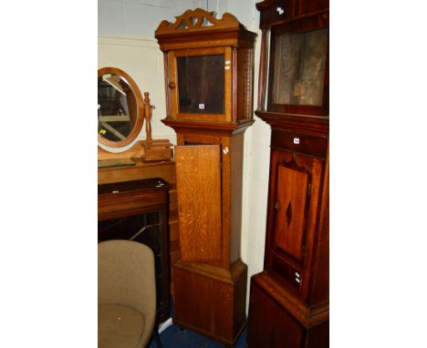 A LATE 19TH CENTURY OAK LONGCASE CLOCK TRUNK, height 202cm (no movement or clock dial)