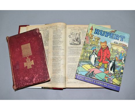 THREE VARIOUS BOOKS, to include Carter, Thomas 'Medals of the British Army....', Rupert the Bear 1977 annual and 'Punch' 1864