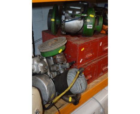 A GREEN PAINTED VINTAGE BSA PETROL ENGINE together with a vintage Villiers 150cc three speed petrol motorbike engine and List