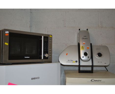 AN E &amp; R CLASSIC ULTRA COMPACT IRONING PRESS together with a Goodmans microwave (2)