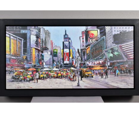 HENDERSON CISZ (BRAZIL 1960) 'TIMES SQUARE IN BLOOM' an artist proof edition, hand embellished print on canvas 13/20, signed 