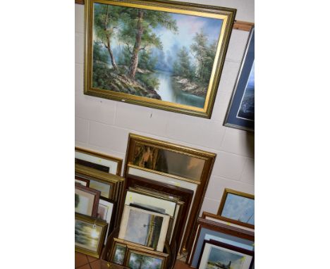 PAINTINGS AND PRINTS ETC, to include three continental landscape paintings by I.Cafieri, largest approximate size 60cm x 90cm