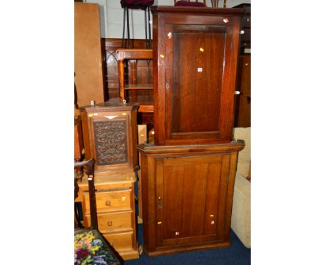 A QUANTITY OF VARIOUS PERIOD FURNITURE, to include a small carved oak hanging corner cupboard, 54cm height, a Victorian Step 