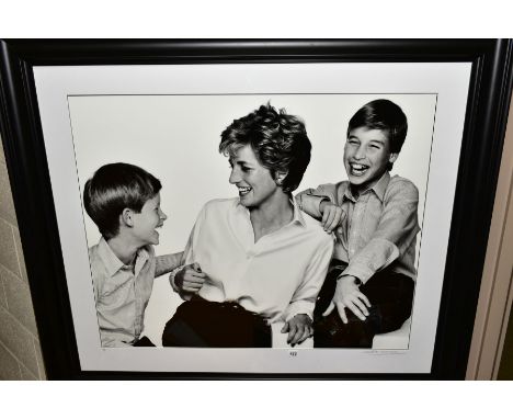 JOHN SWANNELL (BRITISH 1949) 'PRINCESS DIANA, PRINCE WILLIAM, PRINCE HARRY 1994', a limited edition print 1/5, signed and num