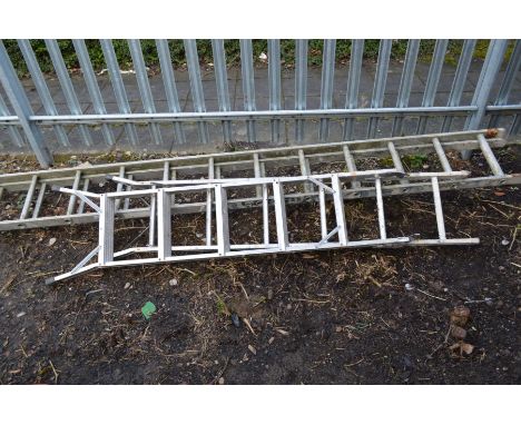 AN ALUMINIUM EXTENSION LADDER and a step ladder (2)
