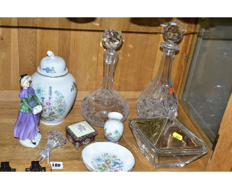 A SMALL GROUP OF GLASS AND CERAMIC ITEMS, a Stuart Crystal decanter stopper, a Magnitudo Artis Ottaviani 1945 Opera Depositio