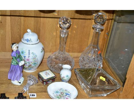 A SMALL GROUP OF GLASS AND CERAMIC ITEMS, a Stuart Crystal decanter stopper, a Magnitudo Artis Ottaviani 1945 Opera Depositio