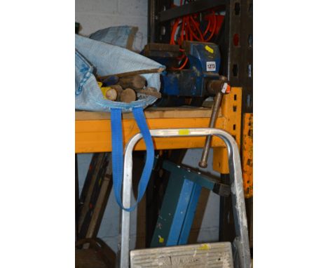 A RECORD NO 3 VICE together with a small collection of hand tools and a set of aluminium step ladders (3)