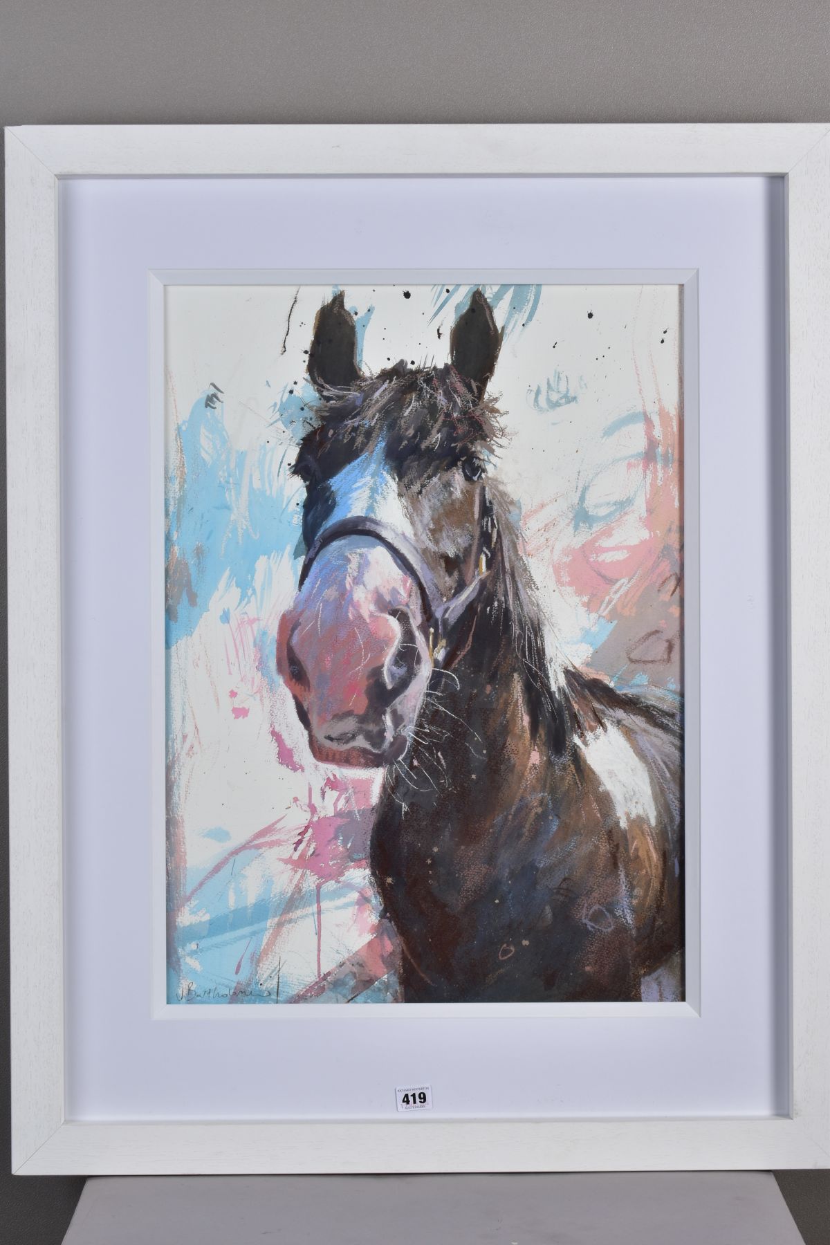 JAMES BARTHOLOMEW (BRITISH CONTEMPORARY) 'PIEBALD HORSE II' a portrait