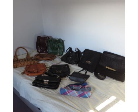 Selection of 12 assorted handbags DKNY River Island Some with tagsvarious materials including some in real leatherBags design