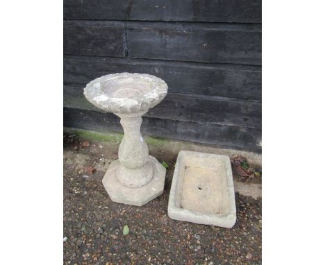 Concrete bird bath (H60cm)and planter 