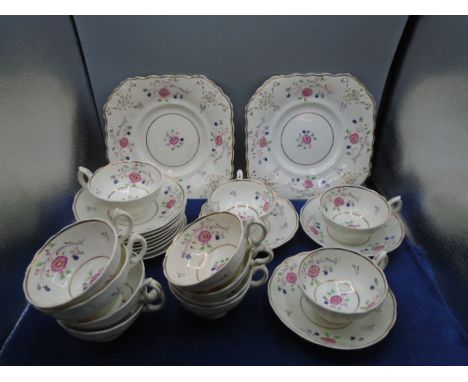 Vintage part tea service to incl 2 cake plates, 12 cups and 12 saucers (1 broken)