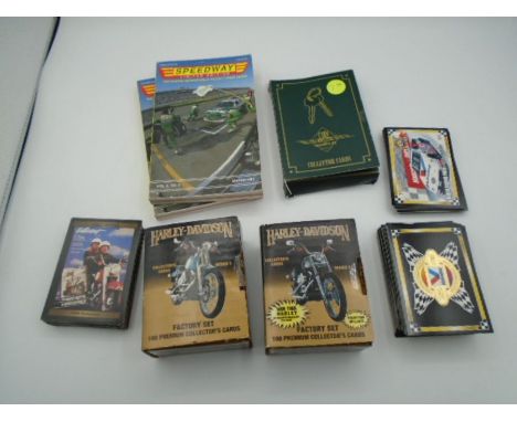 Harley Davidson collectors cards, series 2 and 3, plus Valvoline 100years of racing collectors cards, 2 Speedway Limited Edit