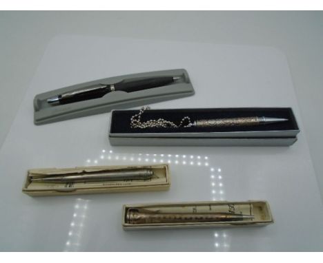 Various pencils to incl Life-Long propelling pencil, Eversharp sterling silver mechanical pencil, Orchid silverplate 1986 pen