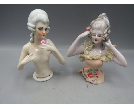 2 vintage porcelain half pin cushions