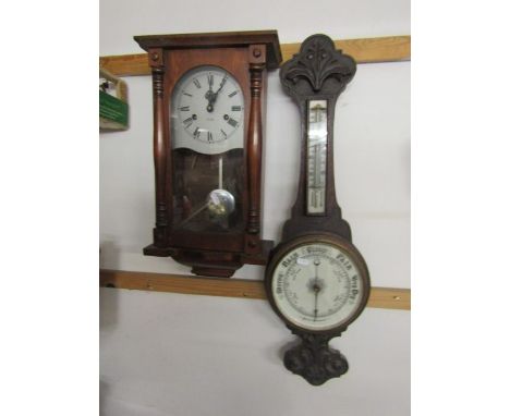 Wall clock and barometer with broken glass