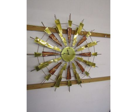 Large Copper and Brass wall clock. Diameter 82cm approx