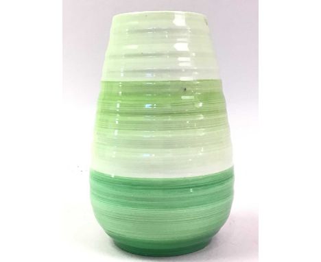 SHELLEY VASE, ALONG WITH A CAITHNESS VASE AND OTHER CERAMICS the Shelley vase decorated in bands of green, also including a t