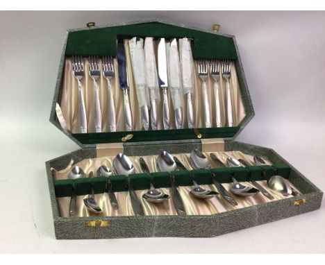 GROUP OF SILVER PLATED ITEMS, including cutlery and trays, contained in one box