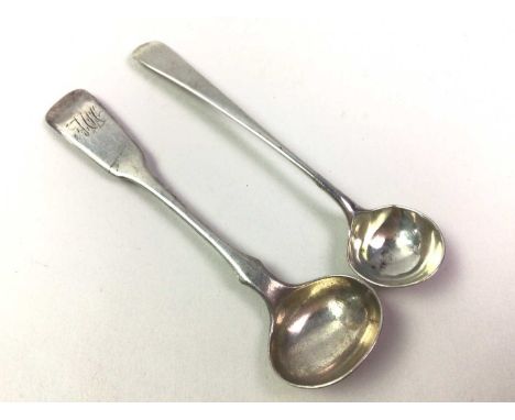 SILVER CONDIMENT LADLE, AND A SILVER MUSTARD SPOON both possibly Georgian, with condiment ladle with maker initials RCQty: 25