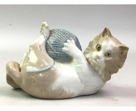 THREE NAO FIGURES, AND OTHER ITEMS  including child figures, also including a Victorian tea caddy, late Victorian water jug, 