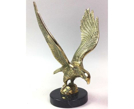GROUP OF BRASSWARE, including a model of an eagle, a pigeon and other brassware