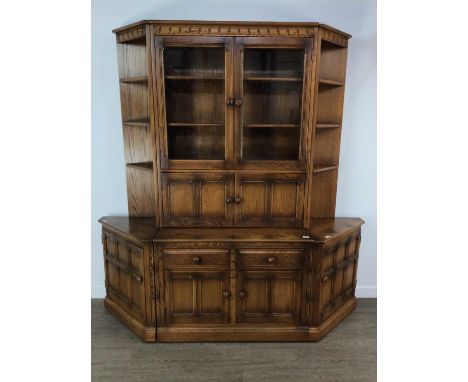 ERCOL DRESSER, the dresser with two glazed doors over base, with integral corner cabinets.196cm highQty: 3