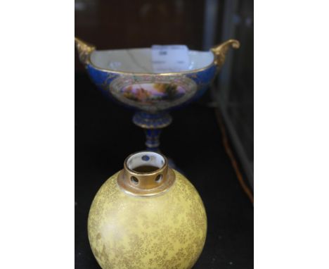 A 19th century Royal Worcester twin-handled comport (A/F); together with a 19th century Royal Worcester vase