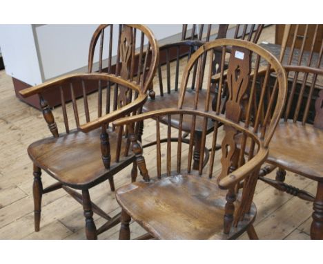 A pair of 19th century  elm stick back windsor chairs