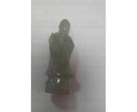 A 19th century carved jade/hardstone figure of Guan Yin