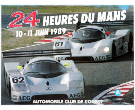 Original vintage French race poster for the 24 hour race at DU MANs, 10- 11 Juin 1989. The 24 Hours of Le Mans (French: 24 He