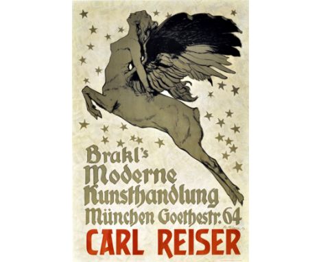 Modern Art - Carl Reiser Original vintage poster advertising Brakl's modern art gallery in Munich - Brakl's Moderne Kunsthand